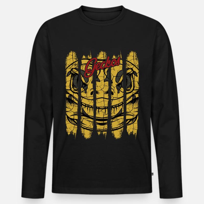 Vintage Retro Style Gecko | Eidechse Geschenk - Männer Premium Bio Langarmshirt - Schwarz