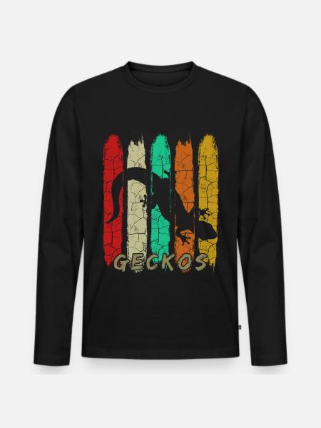Gecko - Männer Premium Bio Langarmshirt - Schwarz