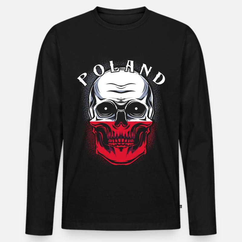 Polen - Männer Premium Bio Langarmshirt - Schwarz