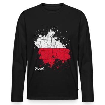Pologne - T-shirt manches longues Premium bio Homme - noir - Devant - Nico (187cm)