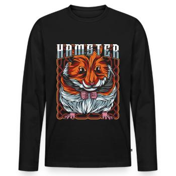 Hamster - Männer Premium Bio Langarmshirt - Schwarz - Vorne - Nico (187cm)