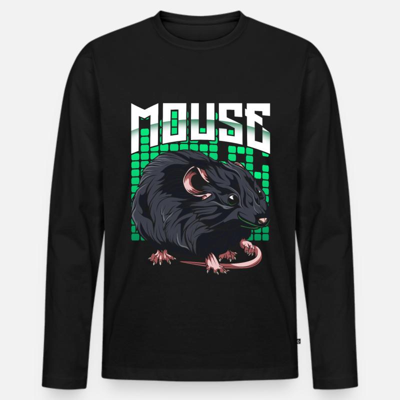 Maus - Männer Premium Bio Langarmshirt - Schwarz