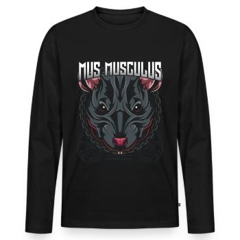 Maus - Männer Premium Bio Langarmshirt - Schwarz - Vorne - Nico (187cm)