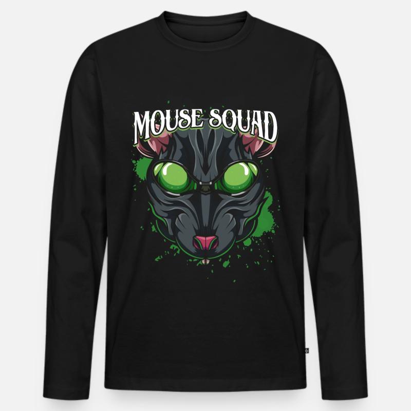 Maus - Männer Premium Bio Langarmshirt - Schwarz