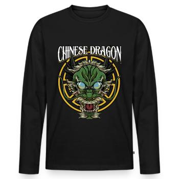 Chinesischer Drache | Fabeltier China Geschenk - Männer Premium Bio Langarmshirt - Schwarz - Vorne - Nico (187cm)