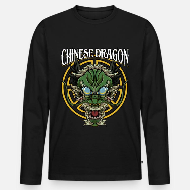 Chinesischer Drache | Fabeltier China Geschenk - Männer Premium Bio Langarmshirt - Schwarz