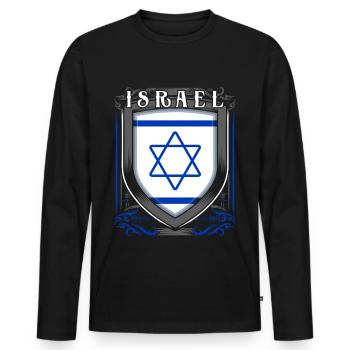 Israel - Men's Premium Organic Long Sleeve Shirt - black - Front - Nico (187cm)