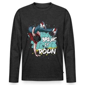 Breakdance - Männer Premium Bio Langarmshirt - Anthrazit meliert - Vorne - Nico (187cm)