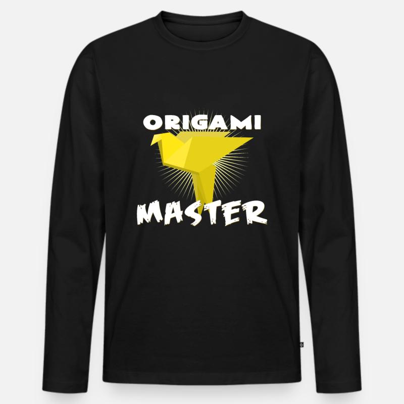 Origami - Männer Premium Bio Langarmshirt - Schwarz