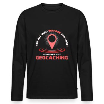 Geocaching - Männer Premium Bio Langarmshirt - Schwarz - Vorne - Nico (187cm)