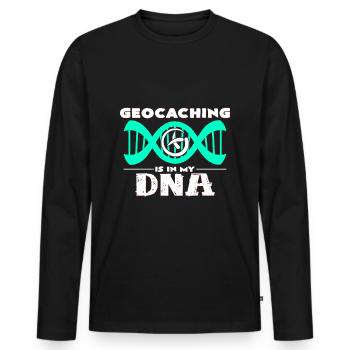 Geocaching - Männer Premium Bio Langarmshirt - Schwarz - Vorne - Nico (187cm)