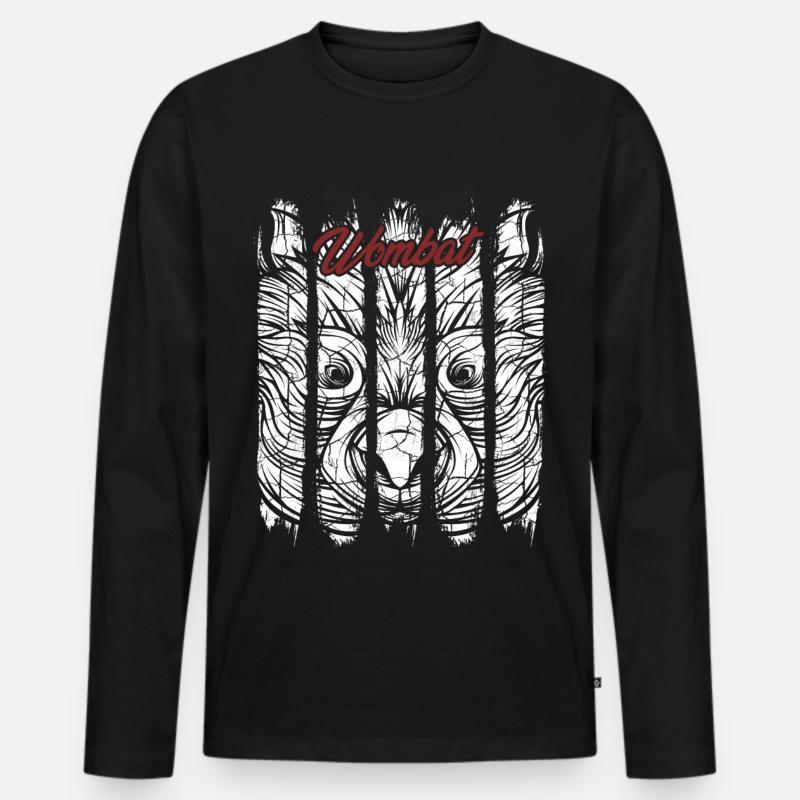 Wombat - Männer Premium Bio Langarmshirt - Schwarz