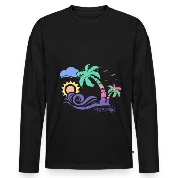 plage - T-shirt manches longues Premium bio Homme - noir - Devant - Nico (187cm)