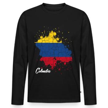 Colombie - T-shirt manches longues Premium bio Homme - noir - Devant - Nico (187cm)