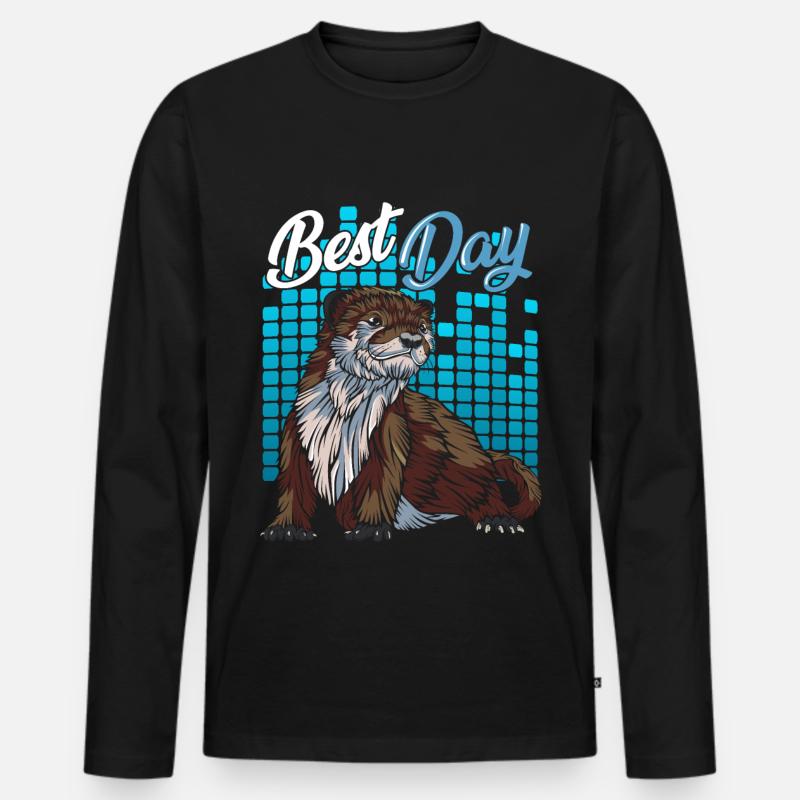 Otter - Männer Premium Bio Langarmshirt - Schwarz