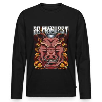 porc - T-shirt manches longues Premium bio Homme - noir - Devant - Nico (187cm)
