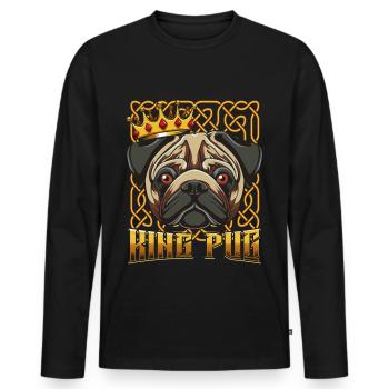 Mops - Männer Premium Bio Langarmshirt - Schwarz - Vorne - Nico (187cm)
