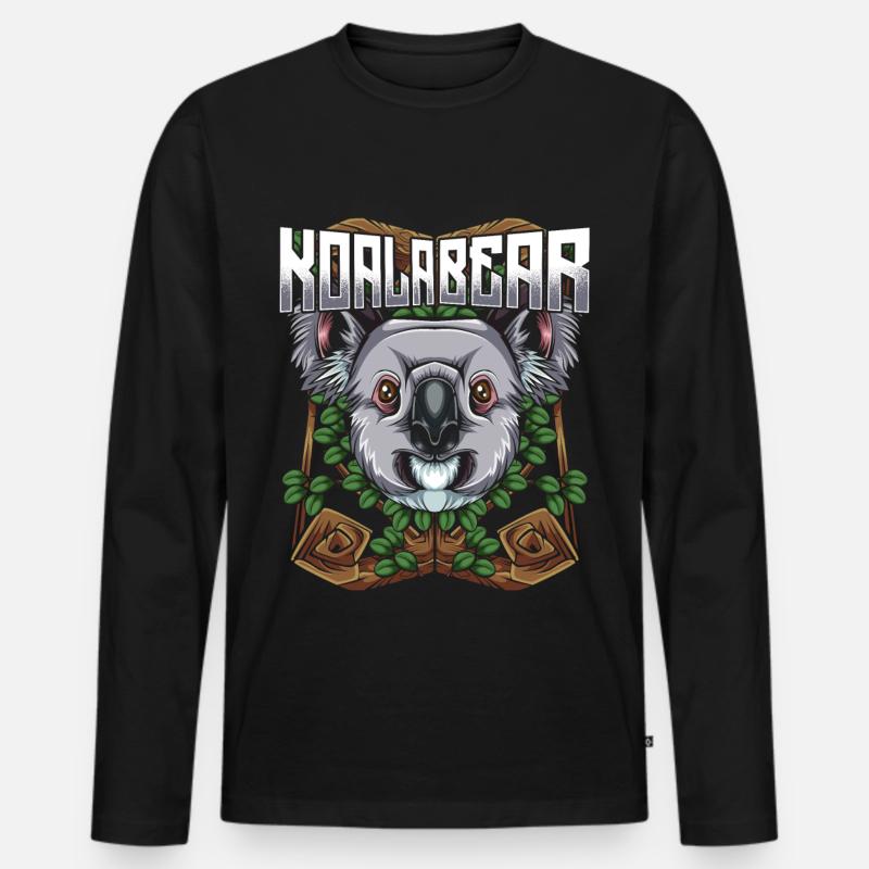 Koalabär - Männer Premium Bio Langarmshirt - Schwarz
