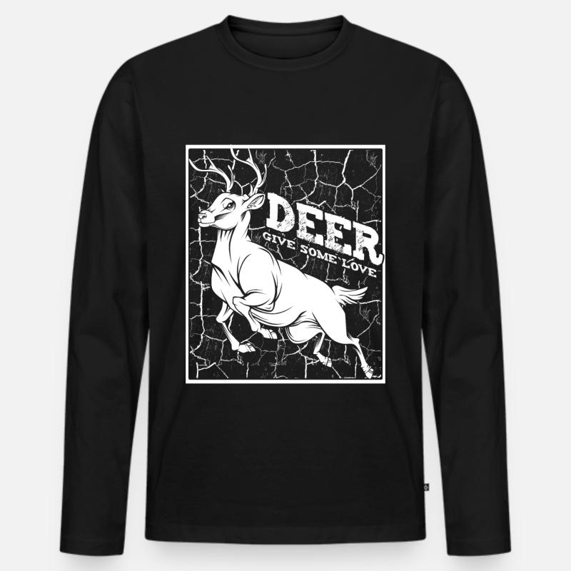 Hirschgeweih - Männer Premium Bio Langarmshirt - Schwarz