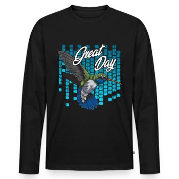 humming-bird - Men's Premium Organic Long Sleeve Shirt - black - Front - Nico (187cm)