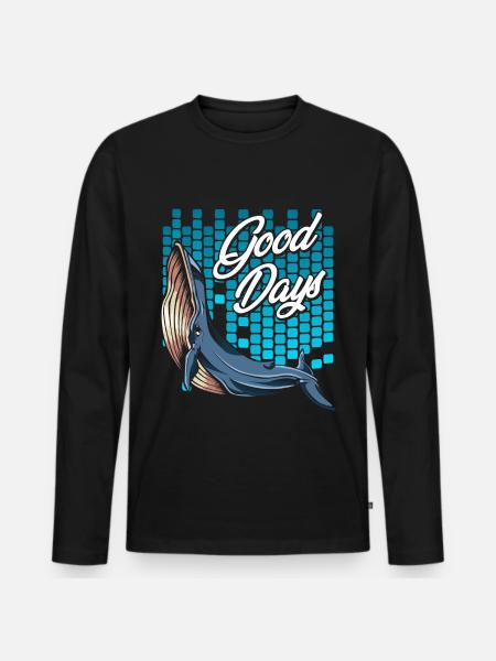 Walfisch - Männer Premium Bio Langarmshirt - Schwarz