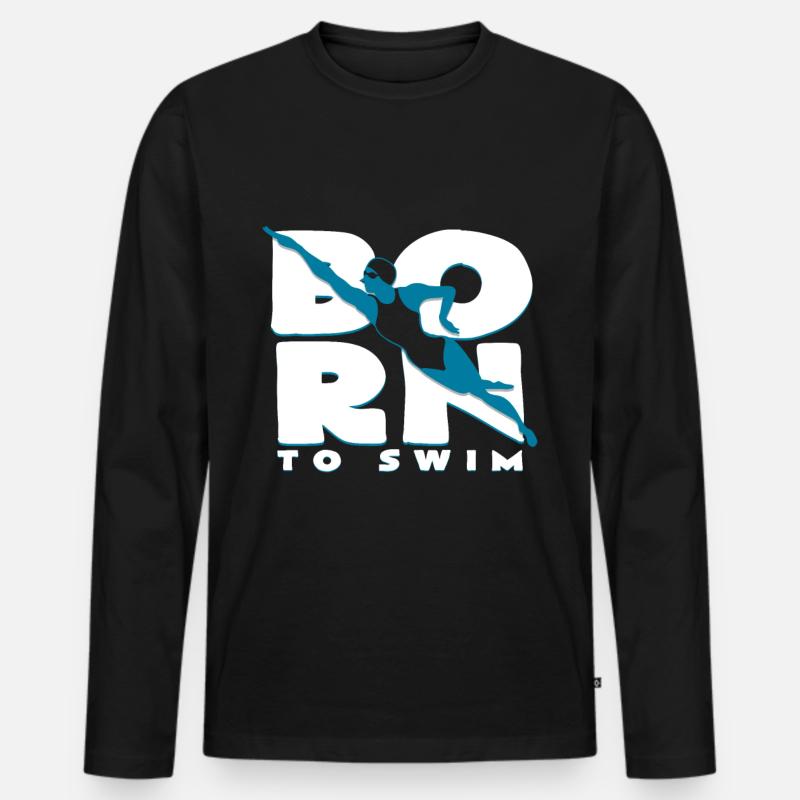 Schwimmer - Männer Premium Bio Langarmshirt - Schwarz