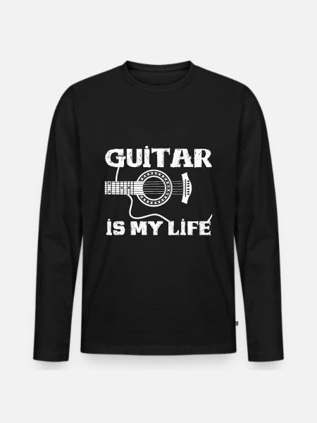 Gitarren - Männer Premium Bio Langarmshirt - Schwarz