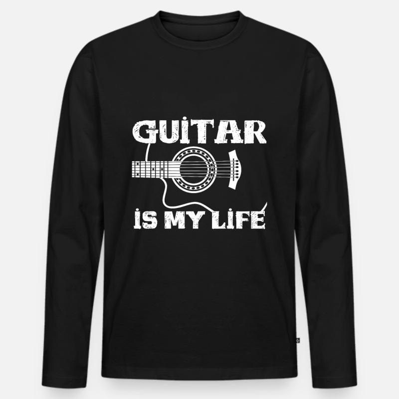 Gitarren - Männer Premium Bio Langarmshirt - Schwarz