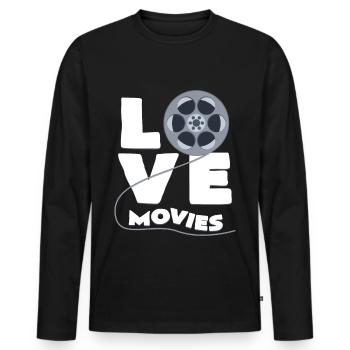 cinéma - T-shirt manches longues Premium bio Homme - noir - Devant - Nico (187cm)