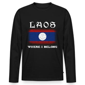 Laos - T-shirt manches longues Premium bio Homme - noir - Devant - Nico (187cm)