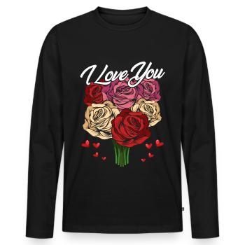 Saint Valentin - T-shirt manches longues Premium bio Homme - noir - Devant - Nico (187cm)