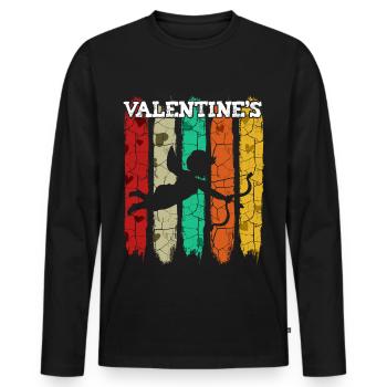Saint Valentin - T-shirt manches longues Premium bio Homme - noir - Devant - Nico (187cm)