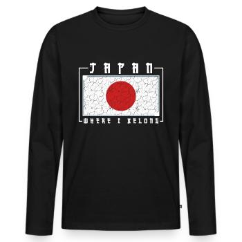 Japan - Men's Premium Organic Long Sleeve Shirt - black - Front - Nico (187cm)