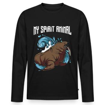 morse - T-shirt manches longues Premium bio Homme - noir - Devant - Nico (187cm)