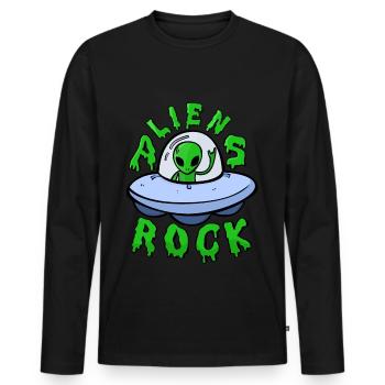 Alien - Männer Premium Bio Langarmshirt - Schwarz - Vorne - Nico (187cm)