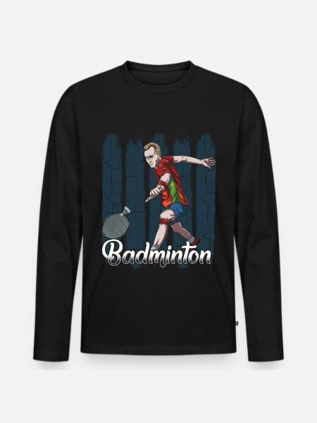 Badminton - Men's Premium Organic Long Sleeve Shirt - black