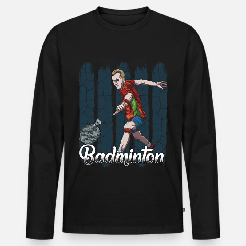 Badminton - Männer Premium Bio Langarmshirt - Schwarz