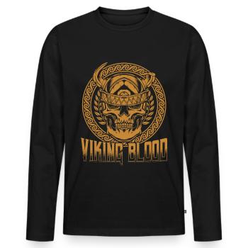 Wikinger - Männer Premium Bio Langarmshirt - Schwarz - Vorne - Nico (187cm)