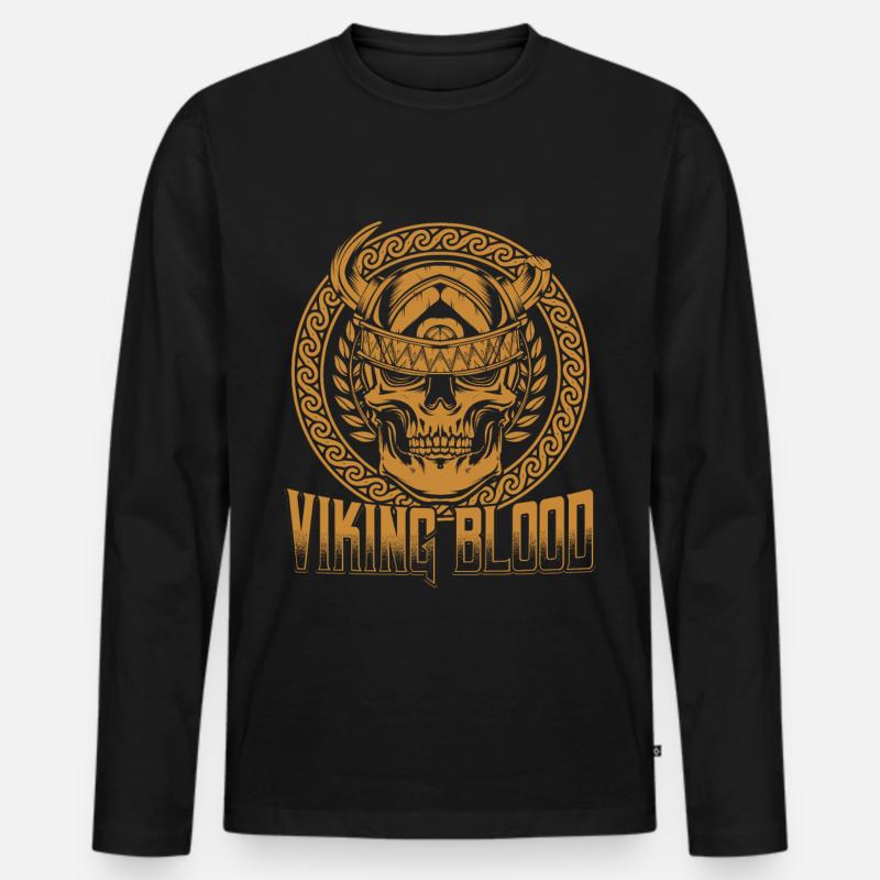 Wikinger - Männer Premium Bio Langarmshirt - Schwarz