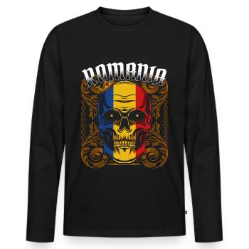 Romania - Men's Premium Organic Long Sleeve Shirt - black - Front - Nico (187cm)