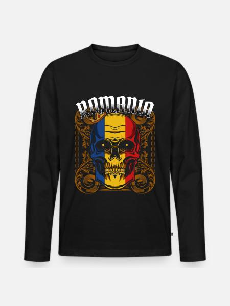 Romania - Men's Premium Organic Long Sleeve Shirt - black