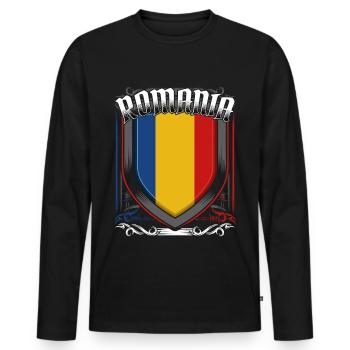 Romania - Men's Premium Organic Long Sleeve Shirt - black - Front - Nico (187cm)