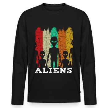 Alien - Männer Premium Bio Langarmshirt - Schwarz - Vorne - Nico (187cm)