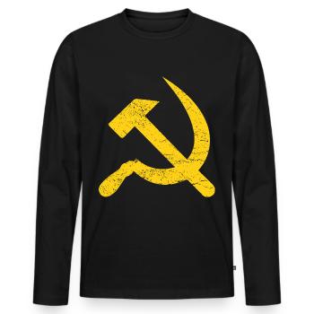 Hammer and sickle USSR Russia Putin gift - Men's Premium Organic Long Sleeve Shirt - black - Front - Nico (187cm)