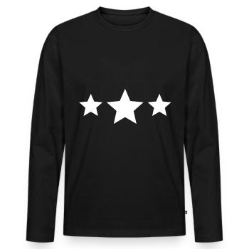 T-shirt 3 étoiles avec trois étoiles - T-shirt manches longues Premium bio Homme - noir - Devant - Nico (187cm)