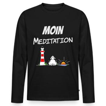 Moin Meditation - Männer Premium Bio Langarmshirt - Schwarz - Vorne - Nico (187cm)