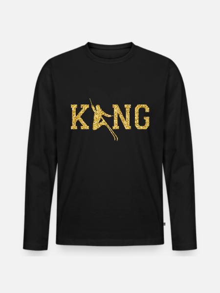 Skiing King - Men's Premium Organic Long Sleeve Shirt - black