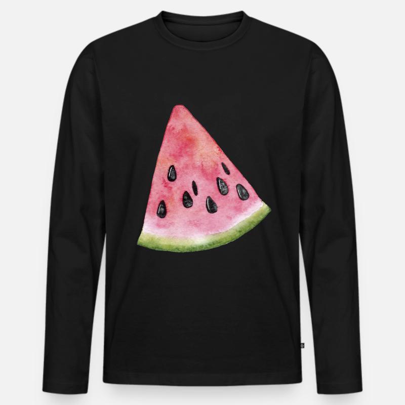 Wassermelone Melone - Männer Premium Bio Langarmshirt - Schwarz