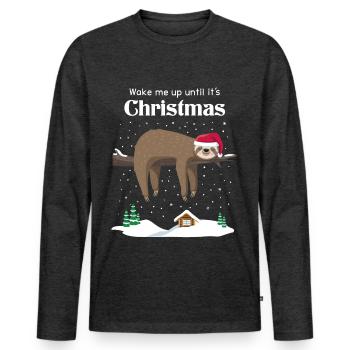Paresse de noël - T-shirt manches longues Premium bio Homme - anthracite chiné - Devant - Nico (187cm)