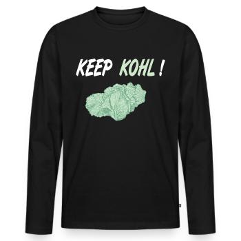 Keep Kohl, Spruch Garten Gärtner Landwirt Vegan - Männer Premium Bio Langarmshirt - Schwarz - Vorne - Nico (187cm)